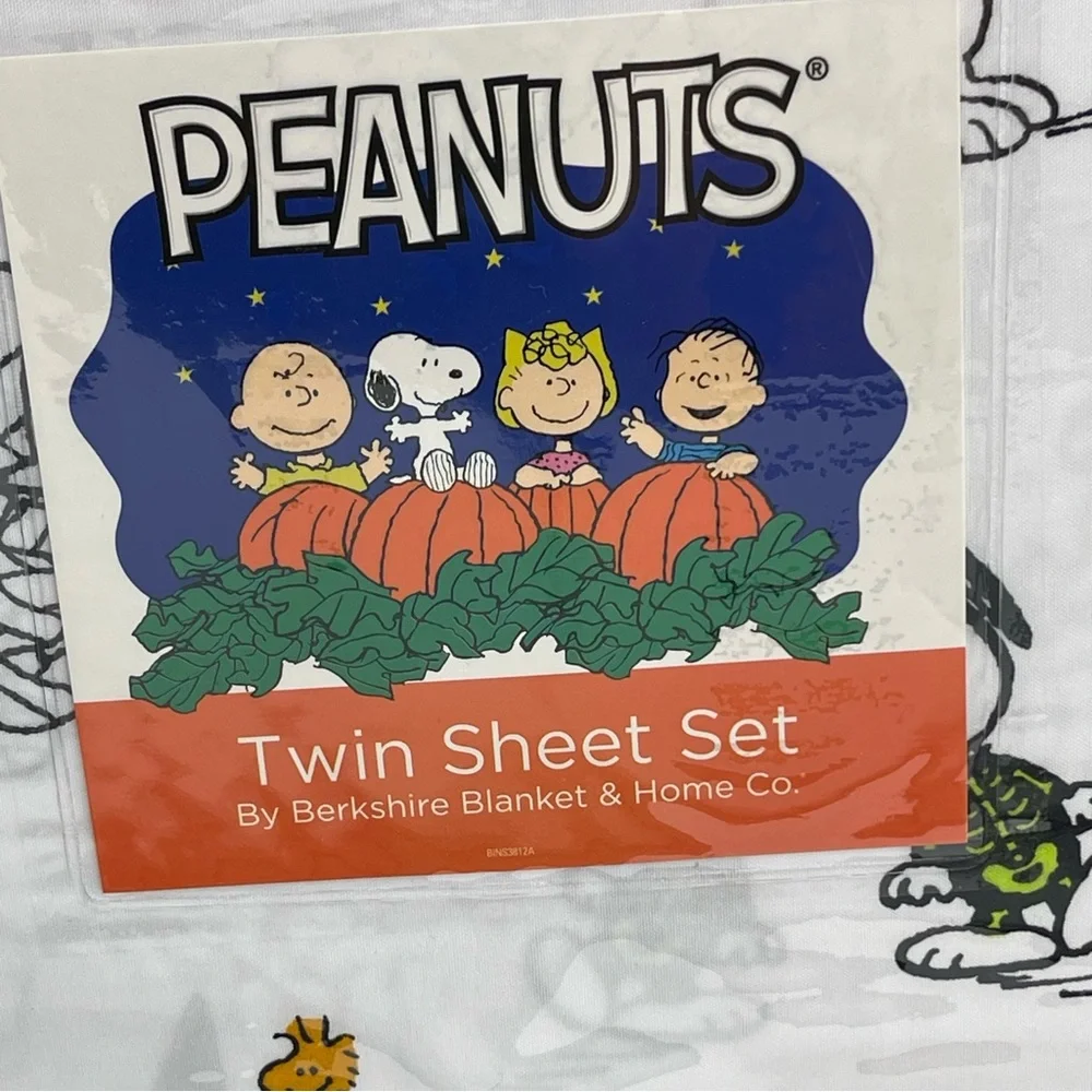 Peanuts Snoopy Halloween Twin Sheet Set Pumpkins Mummy Woodstock New